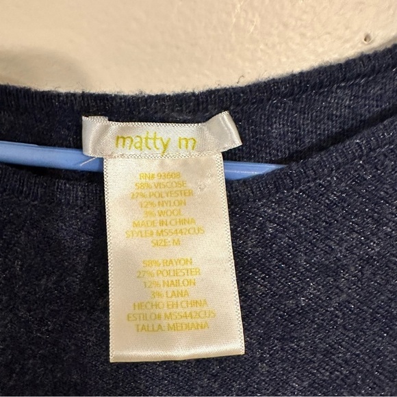 Matty M Asymmetrical Sweater Black and Blue Size Medium - Picture 3 of 3